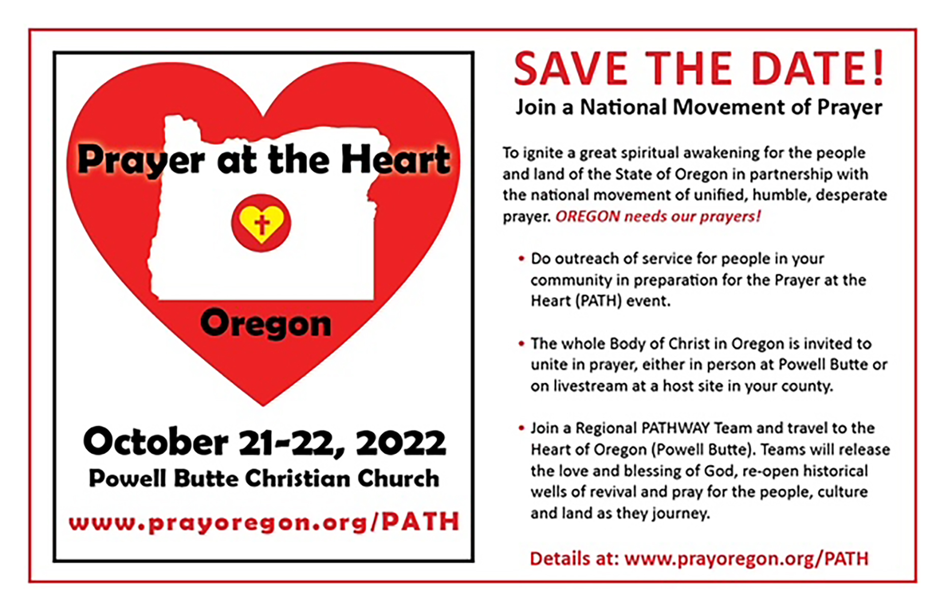 Prayer At The Heart flyer 2022